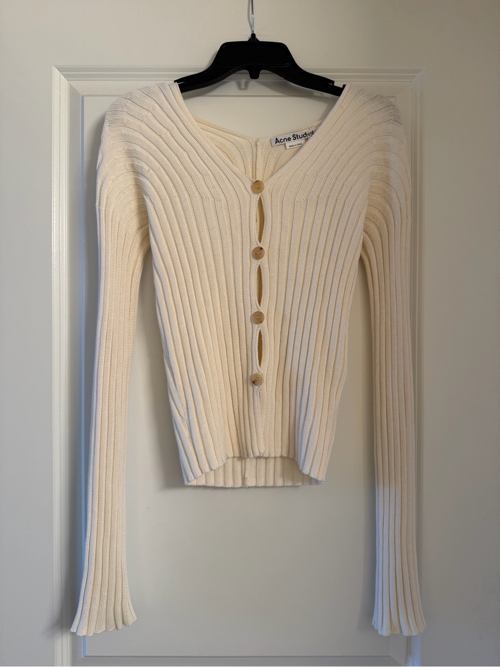 NWT Acne Cream Ribbed Button-Front Women’s Sweater